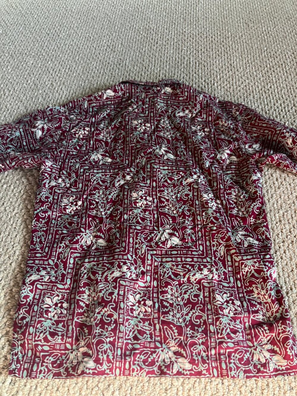 Vintage PATAGONIA Womens S Cotton Button Up Hawaiian Shirt Floral Paisley RED - Picture 7 of 7